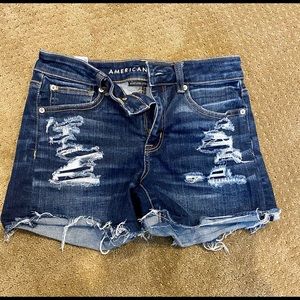 Dark wash denim jean shorts